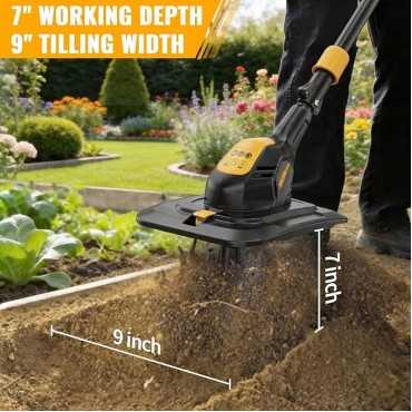 Cordless Tiller Cultivator Compatible with Dewalt 20V MAX Battery, 9In Tilling Width & 7In Depth Electric Tiller for Gardening, 360RPM Rototillers for Garden Cultivator (Tool Only) Cordless Tiller Cultivator Compatible with Dewalt 20V MAX Battery, 9In Tilling Width & 7In Depth Electric Tiller for Gardening, 360RPM Rototillers for Garden Cultivator (Tool Only)