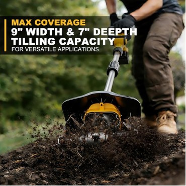 Cordless Garden Tiller Cultivator, Compatible with DeWalt 20V MAX Battery, 360 RPM High Torque, 9" Width x 7" Depth, Lightweight Garden Soil Tool for Weeding, Tool Only-Battery Not Included Cordless Garden Tiller Cultivator, Compatible with DeWalt 20V MAX Battery, 360 RPM High Torque, 9" Width x 7" Depth, Lightweight Garden Soil Tool for Weeding, Tool Only-Battery Not Included
