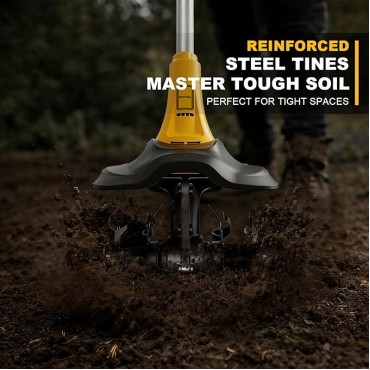 Cordless Garden Tiller Cultivator, Compatible with DeWalt 20V MAX Battery, 360 RPM High Torque, 9" Width x 7" Depth, Lightweight Garden Soil Tool for Weeding, Tool Only-Battery Not Included Cordless Garden Tiller Cultivator, Compatible with DeWalt 20V MAX Battery, 360 RPM High Torque, 9" Width x 7" Depth, Lightweight Garden Soil Tool for Weeding, Tool Only-Battery Not Included