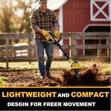 20V Cordless Garden Tiller Cultivator - Compatible with DeWalt 20V MAX Batteries, 9-in. Tilling Width & 7-in. Depth, 4 Steel Blades for Raised Beds and Flower Gardens, Battery Not Included 20V Cordless Garden Tiller Cultivator - Compatible with DeWalt 20V MAX Batteries, 9-in. Tilling Width & 7-in. Depth, 4 Steel Blades for Raised Beds and Flower Gardens, Battery Not Included