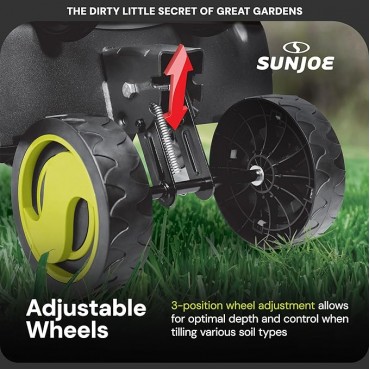 Sun Joe Corded Electric Garden Tiller & Cultivator with Steel Tines, 16 Inch, 13.5-Amp Motor - Heavy-Duty Tilling Machine for Lawn, Yard, and Gardening Care, TJ604E