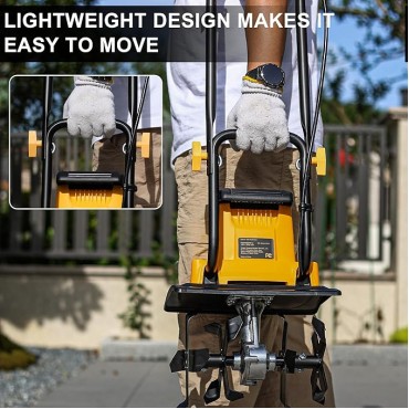 8.5AMP 12Inch Corded Tiller Cultivator 8-inch Depth Rototillers for Gardening, 360RPM Electric Garden Tiller with LT-201D Socket