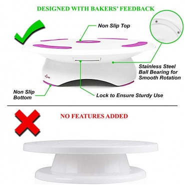 Cake Decorating Kit, Cake Turntable with Spatula, Icing Tips and Icing Bags, Decorating Supplies from Materials, Cake Stand with Lock and Rubberized Bottom 