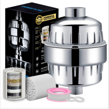 12-Stage Shower Filter Water Purifier Removes Chlorine 1 Replaceable Cartridges
