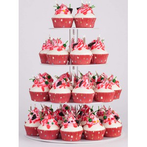 YestBuy 4 Tier White Round Wedding Party Acrylic Cupcake Display Tree Tower Stand 1 Unit (4 Tier Round) 