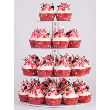 YestBuy 4 Tier White Round Wedding Party Acrylic Cupcake Display Tree Tower Stand 1 Unit (4 Tier Round) 