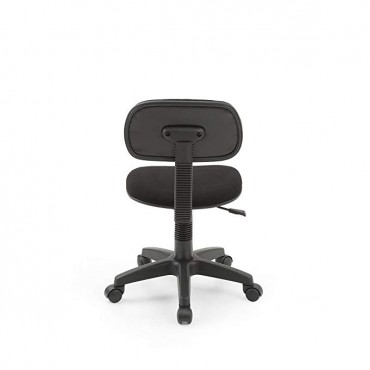 Hodedah Armless, Low-Back, Adjustable Height, Swiveling Task Chair with Padded Back and Seat in Black