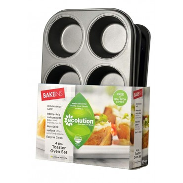 Ecolution Toaster Oven Bakeware 4-Piece Set | Nonstick Heavy Duty Carbon Steel