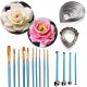 Peony and Austen Rose Sugar Flower Tool Set- Gumpaste Decorating Modeling Tools Set 2 Sets Stainless Steel Petal Cutter Set 10 pcs Cake Decorating Brushes Fondant Cake Decorating Supplies