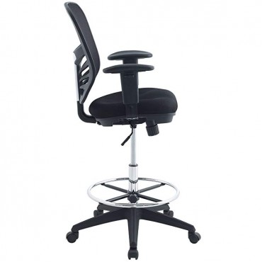 Modway Articulate Drafting Chair in Black - Reception Desk Chair - Tall Office Chair for Adjustable Standing Desks - Drafting Table Chair
