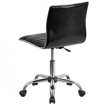 Flash Furniture Low Back Designer Armless Black Ribbed Swivel Task Chair