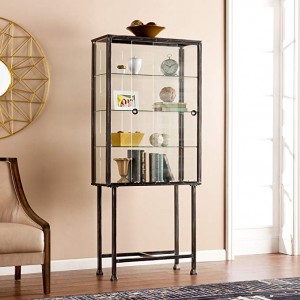 Southern Enterprises AMZ4688ZH Metal/Glass Sliding-Door Display Cabinet