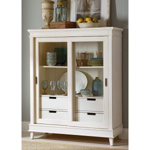 Liberty Furniture Summerhill Dining Display Cabinet, Rubbed Linen White Finish