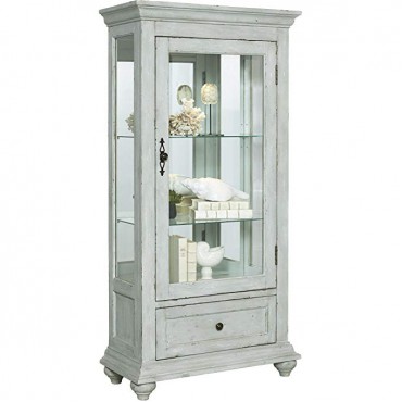 Pulaski P020025 Traditional Antique 2 Shelves Curio Display Cabinet with LED Light, 30" x 14" x 60.5"